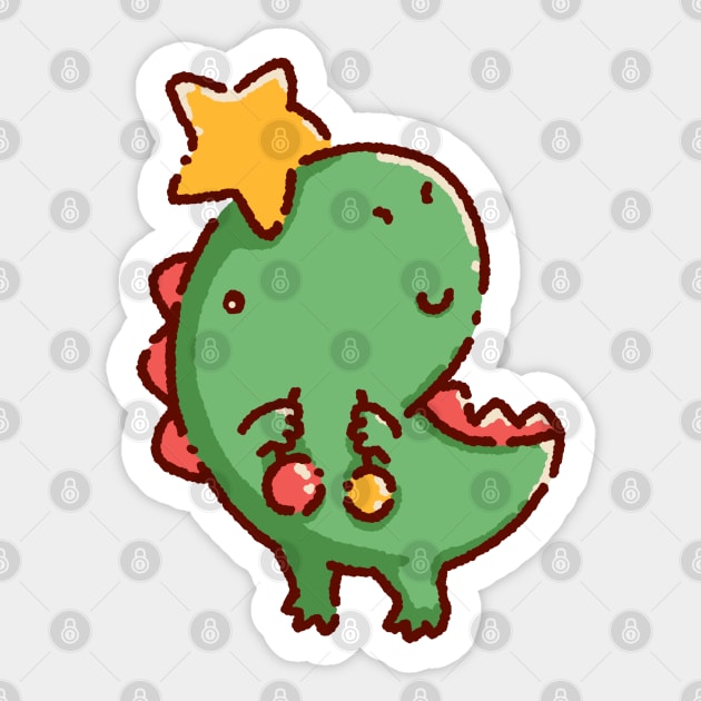 A cute t rex is a christmas tree Sticker by Tinyarts